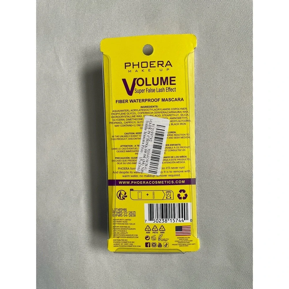 PHOERA Volumizing Waterproof Mascara False Lash Effect Fiber Curling‎ Vegan